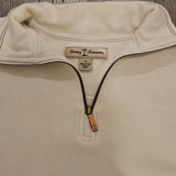 Tommy Bahama Ivory Long Sleeve 100% Cotton Sweater Mens Size M - Picture 4 of 5